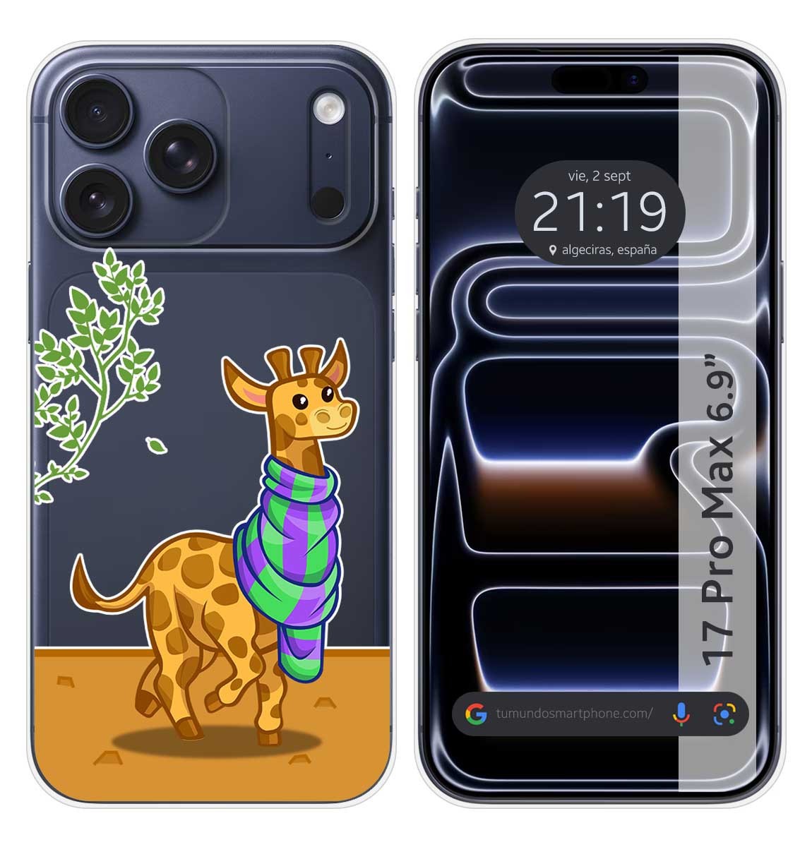 Cover Silicone Trasparente per IPHONE 17 Pro Max (6.9) Disegno Giraffa Disegni