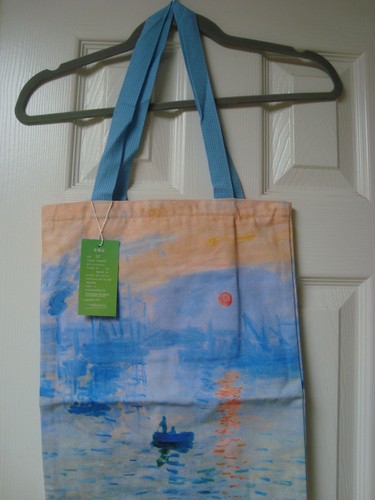 New w/ Tag Claude Monet Painting Sunrise 2-Sided Canvas Tote Bag 12.25" x 14.25"