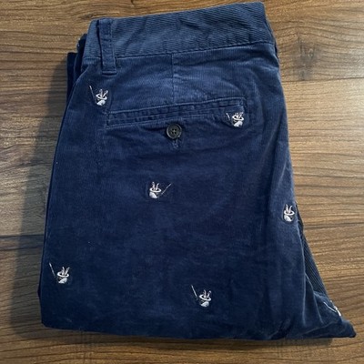 Bonobos Rabbit Top Hat Corduroy Pants 33x32 Navy Blue Artsy Indie Unique Style