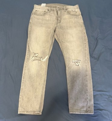 Levis 512 Slim Taper Jeans Mens 34x30 Gray Distressed Washed Denim