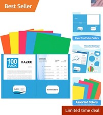 Two Pocket Folders, 100 Pack File Folders with Pockets Fit Letter Size Paper,...