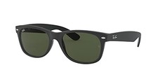 RAY-BAN RB2132 NEW WAYFARER SQUARE 58MM RUBBER BLACK G-15 GREEN LENS 58MM
