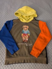 Polo Ralph Lauren Bear Sweatshirt Hoodie Color Block Youth Size M 10-12