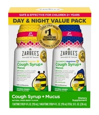Zarbee's Children's Honey Cough Syrup🥃 + Mucus Day & Night Value Pack Natural🍯