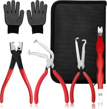【5-Pcs Kit】Electrical Disconnect Pliers Set W/Gloves - Auto Connector Tool for F