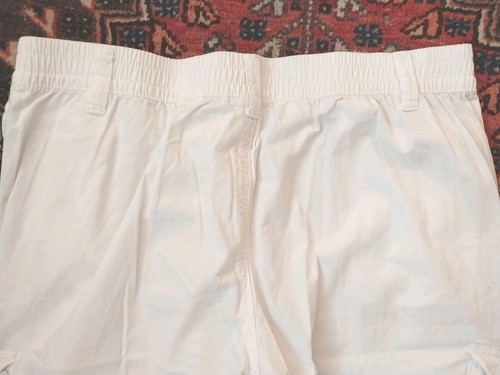 H&M Divided M White Cargo Pants Long Tall 35L Vgc UK 14 16 Elasticated Waist - Picture 6 of 11