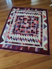 New hand made Quilt beautiful pink, purple red approx 49 x 40 inches