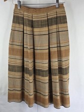 Vtg Christian Dior Separates Pleated Skirt w/Pockets Plaid Size 10 Brown Tones