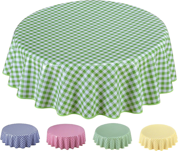 Wachstuch Tischdecke Abwaschbar Rund 140Cm GrüN-image
