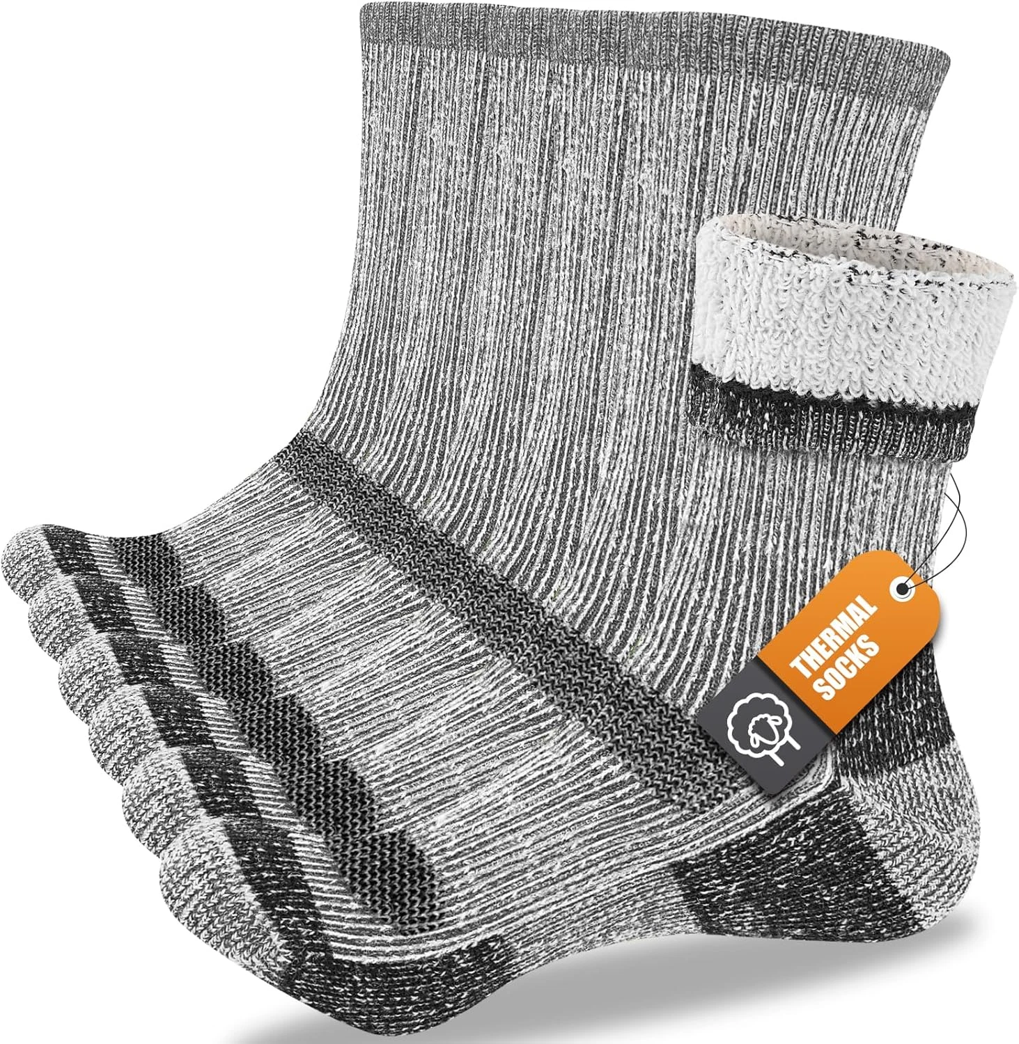 Merino Wool Thermal Socks for Men & Women, 3 Pairs Full Cushion Winter Boot Sock