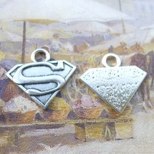 BLUK 50Pcs Superman Charms DIY Jewelry Making Pendants Antique Silver