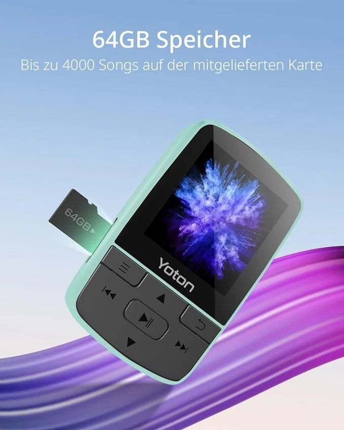 MP3 Player mit Bluetooth 5.2 64 GB Speicher kompakter HiFi Musikplayer - Bild 4 von 4