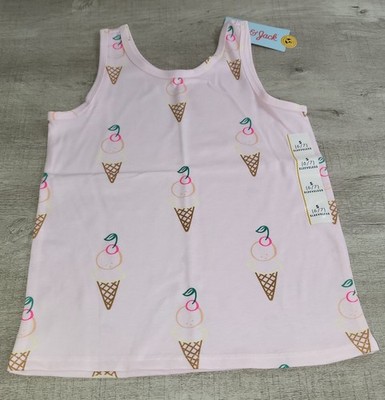 Cat & Jack Girl's Soft Light Pink Ice Cream Cones Cherry Tank Top Sz S 6-7 NWT