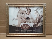 Photo Frame 8"x10" Glass Pane Gold Plastic Wall Mount / Easel Back 876416131337