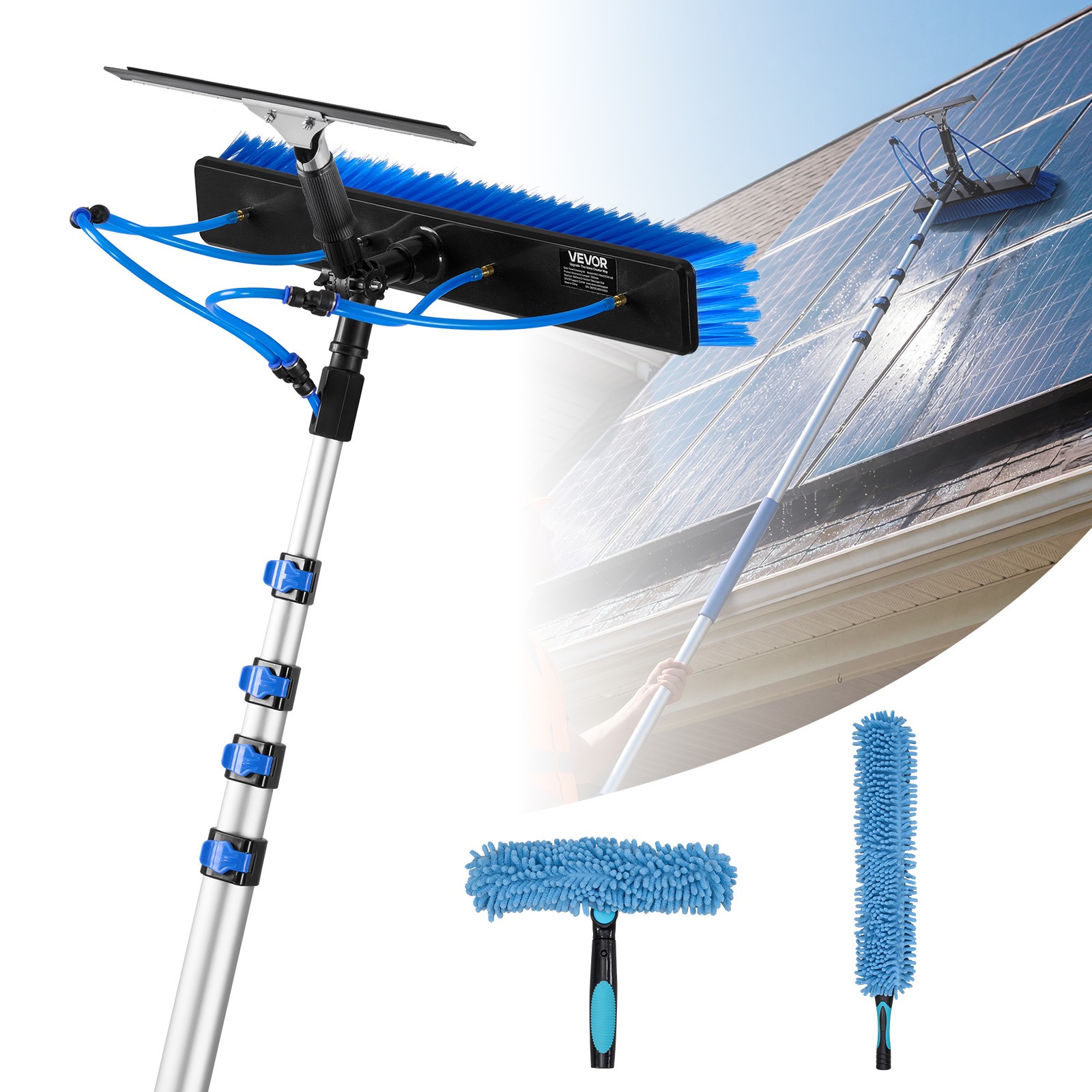 Balai nettoyage panneau solaire télescopique pour entretenir facilement votre toit vitré