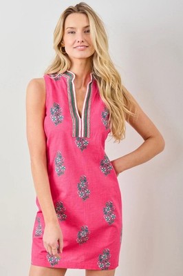 NWT Printfresh Ocean View Shift Dress Hot Pink Bouquet Blossoms