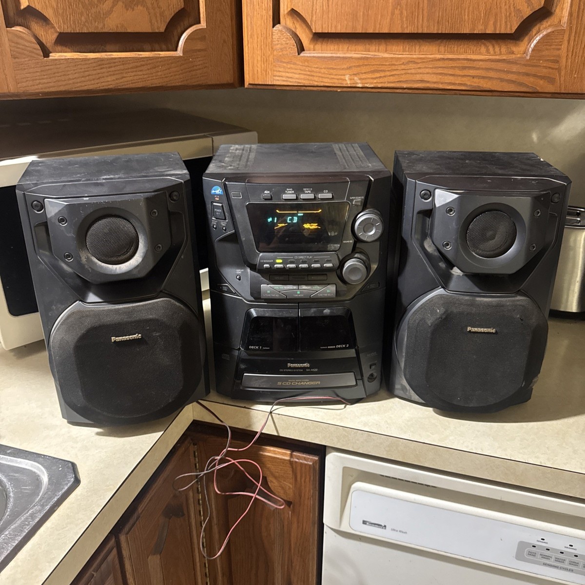 Panasonic SA-AK22 Stereo System 5 CD Dual Cassette Super Sound