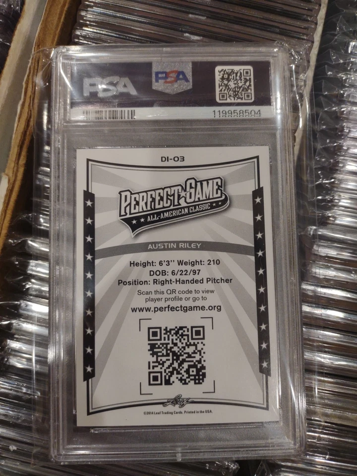 Pop 1 🔥 2014 Leaf Perfect Game All-American Austin Riley DI-03 Rookie PSA 10 - Image 2 of 2