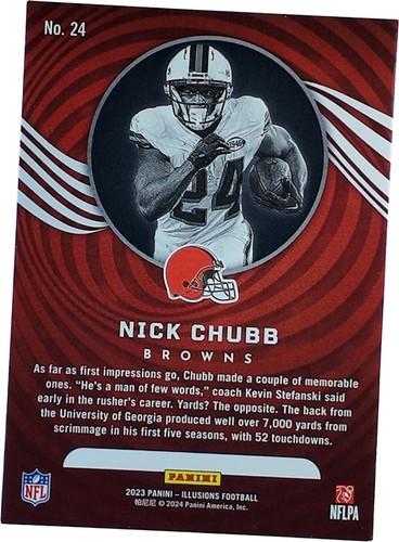 Panini Illusions 2023 - Nick Chubb #24 Hobby stock grueso refractor de lámina de oro - Imagen 2 de 2
