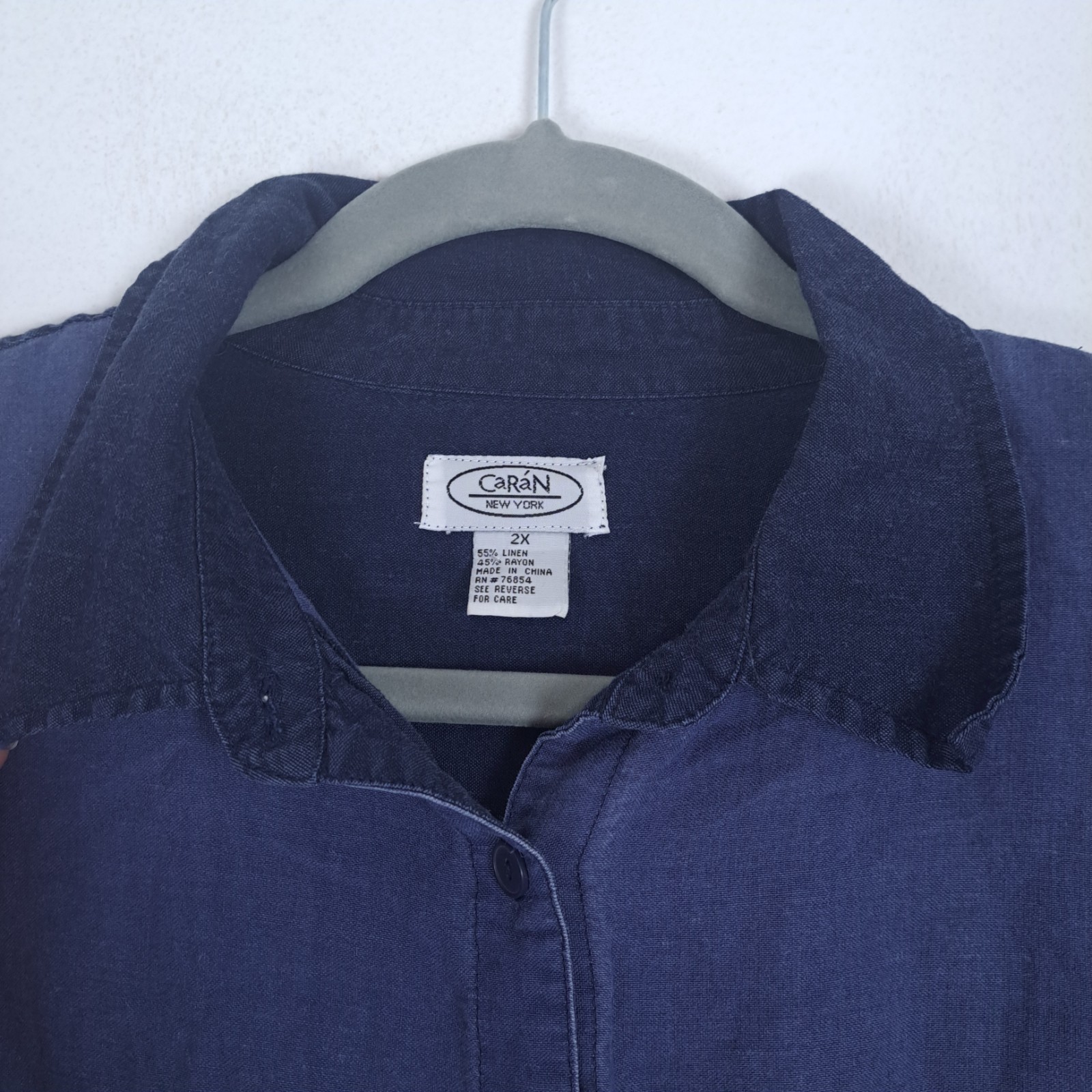 Linen Blend Chambray Patchwork Button Up Top Wome… - image 2