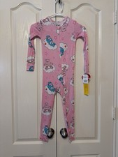 Care Bears 5T One Piece Full Zipper Pajama Pink NWT