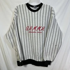 Vintage Pinstripe Long Sleeve Athletic Sweatshirt Pioneer Sports USA Made Gamma