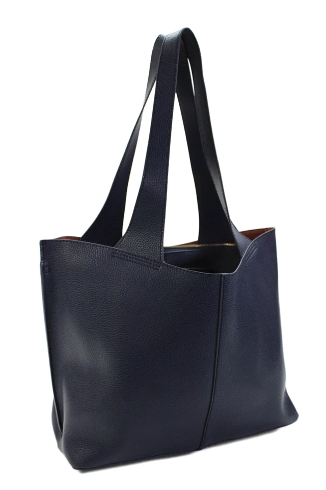 Bolso de hombro Hobo para mujer de cuero granulado tono dorado azul marino Foto 2 de 4