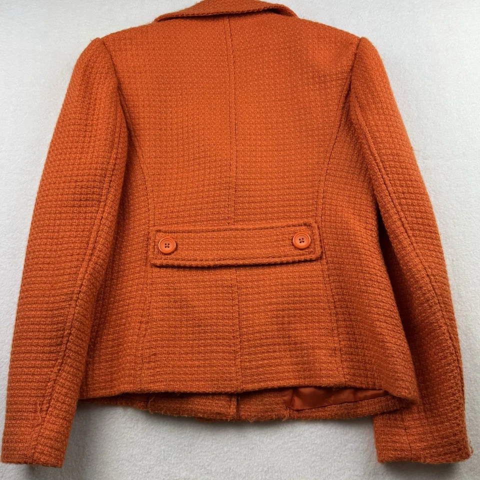 Rafaella Womens Size 6 Wool Blend Coat/Jacket Collared Short Lined Button Orange - Image 3 of 4