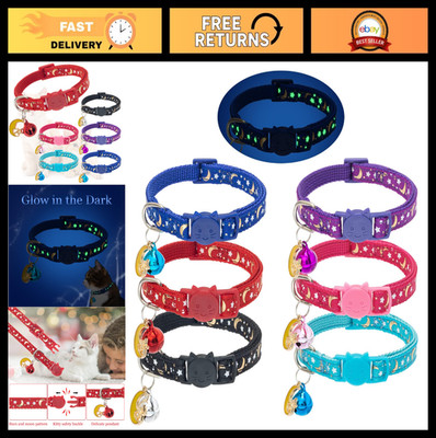 Glow in the Dark Cat Collars 6 Pack - Breakaway with Bells, Reflective Safety, C