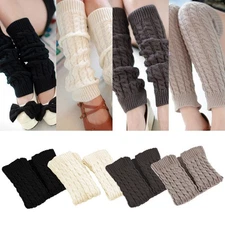 Women Ladies Winter Warm Leg Warmers Crochet Over the Calf Long Socks Leggings