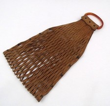 Vintage Suede Bag 70s/80s Cut Out Mesh Amber Handles Brown Handmade