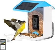 SMART AI RECOGNITION Smart Bird Feeder with Camera, 1080P HD - White/Blue