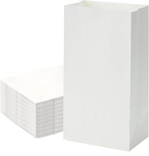 40 Count White Paper Lunch Bags - 6lb Capacity, 5.9x3.5x11 Inches Kraft Bags for
