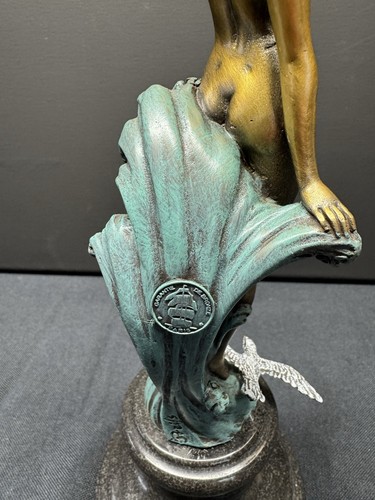 Vintage Modern Art Bronze Nude Statue Sculpture Girl Woman with Marble Base Art - Picture 7 of 8