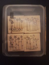 Stampin' Up RETIRED Wood Stamps Simple Somethings Set Of 4 Used