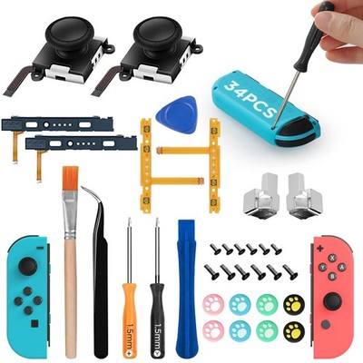 Joystick Reparatur Set 34 Stück für Nintendo Switch JoyCon Controller Werkzeug