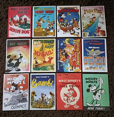 Disney Vintage Poster 1, A6 Topper Kartenpaket 12 Blatt je 1 NEU Cardmaking 