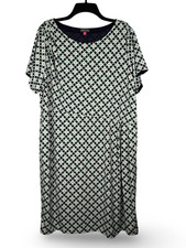 Vince Camuto Geometric Shift Dress Womens 3X Green Blue Asymmetric Knee Length