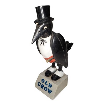 Vintage Old Crow Whiskey Bar Advertising Figure Statue 9  Plastic