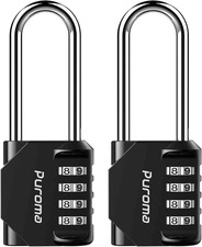 2 Pack 2.6 Inch Long Shackle Combination Lock 4 Digit Outdoor Waterproof