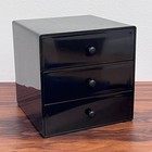 Vintage InterDesign MCM Black Plastic 3 Drawer Storage Desk Cabinet Cube 6.5" — photo 1