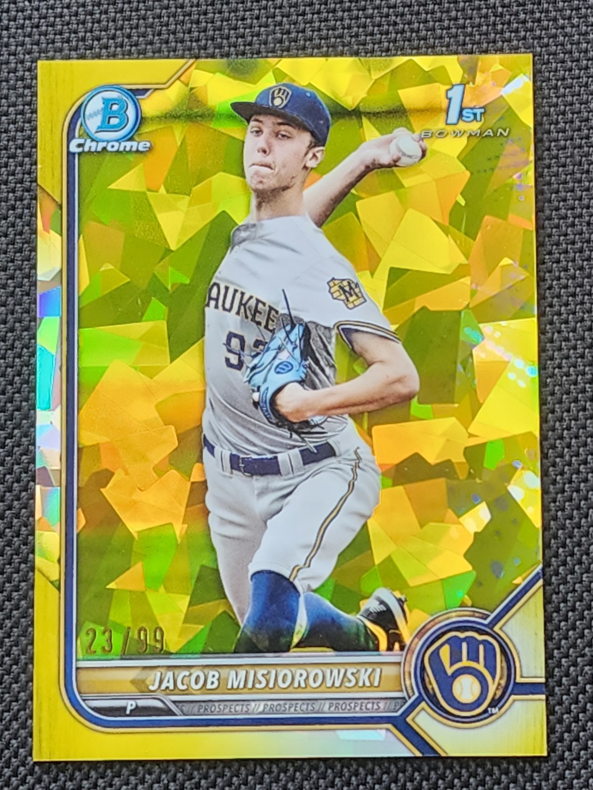2022 JACOB MISIOROWSKI  Bowman Chrome 1st YELLOW SAPPHIRE REFRACTOR #/99
