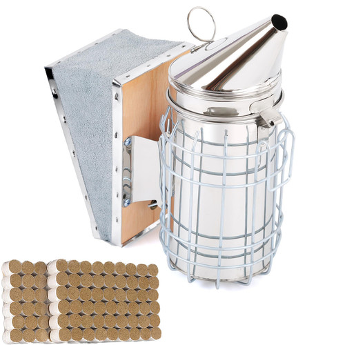 Bee Hive Smoker, 201 Stainless Steel with Heat Shield Including Hive Smoker P...
