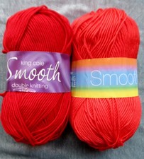 2 x 100g Balls King Cole Smooth DK Microfibre Yarn Soft Sheen Red