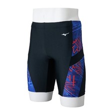 Mizuno Aqua Fitness Half Spats Swimsuit with Molded Cups N2JBC61397 Black/Purple