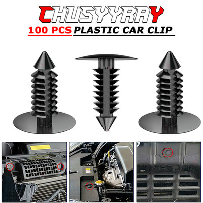 100PCs Car Body Rivet Push Pin Plastic Fastener Retainer Bumper Fender Trim Clip