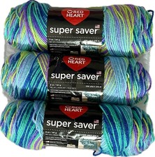 3 Skeins of Red Heart Super Saver Wildflower Yarn Lot 1617 Medium Weight 4