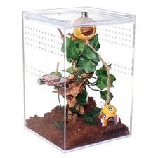 NANEEZOO Magnetic Acrylic Reptile Cage, 6"x6"x9" Tall Enclosure Transparent R...