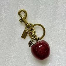 Coach Red Apple Bag Charm Keychain Resin Metal Brass Purse Decoration