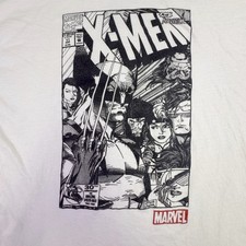 Marvel X-Men Wolverine Comic Cover Graphic T-Shirt White Mens 2XL Mad Engine
